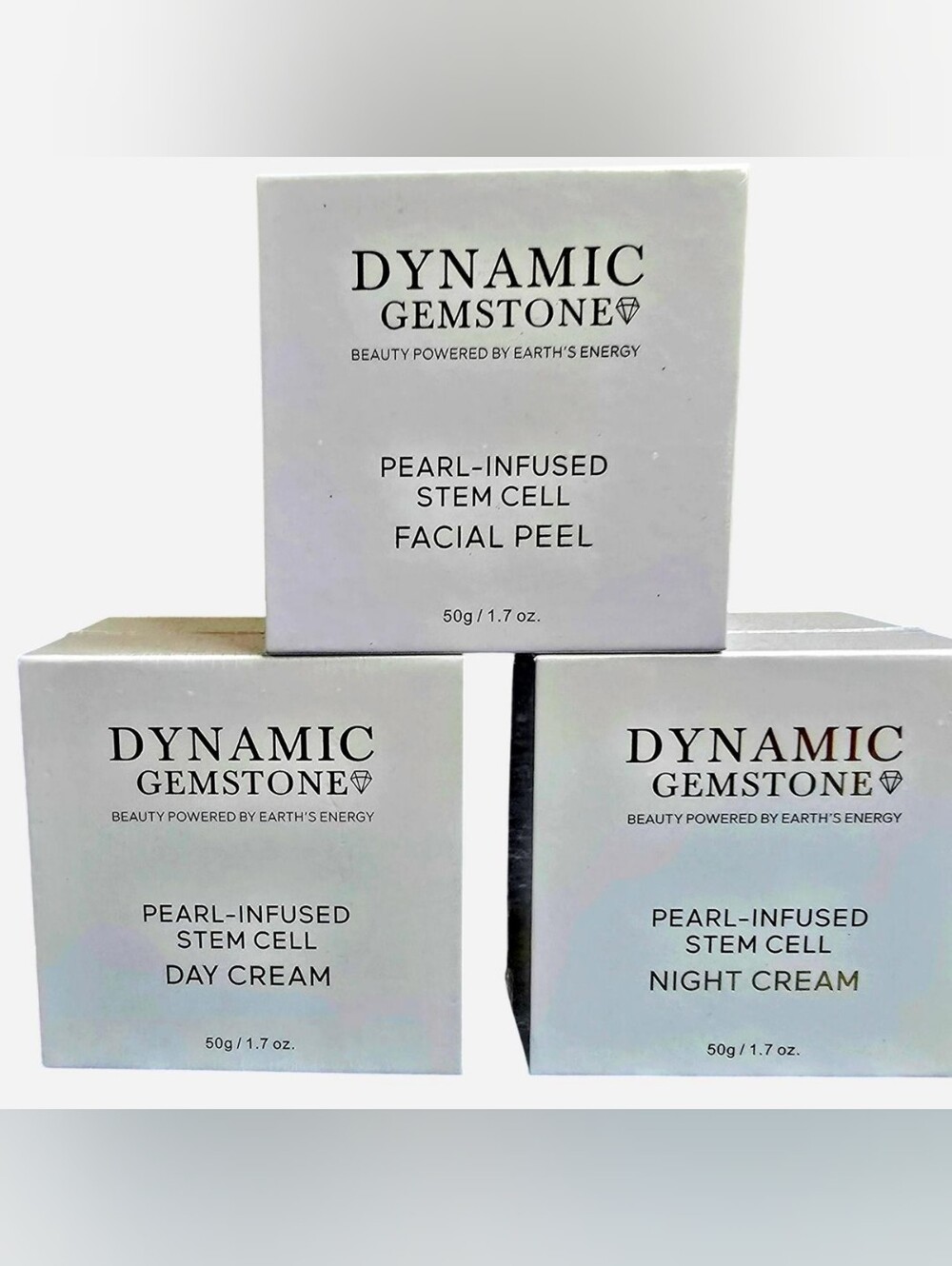 Dynamic Gemstone Pearl-Infused Stem Cell Facial Peel, Day & Night Creams SET